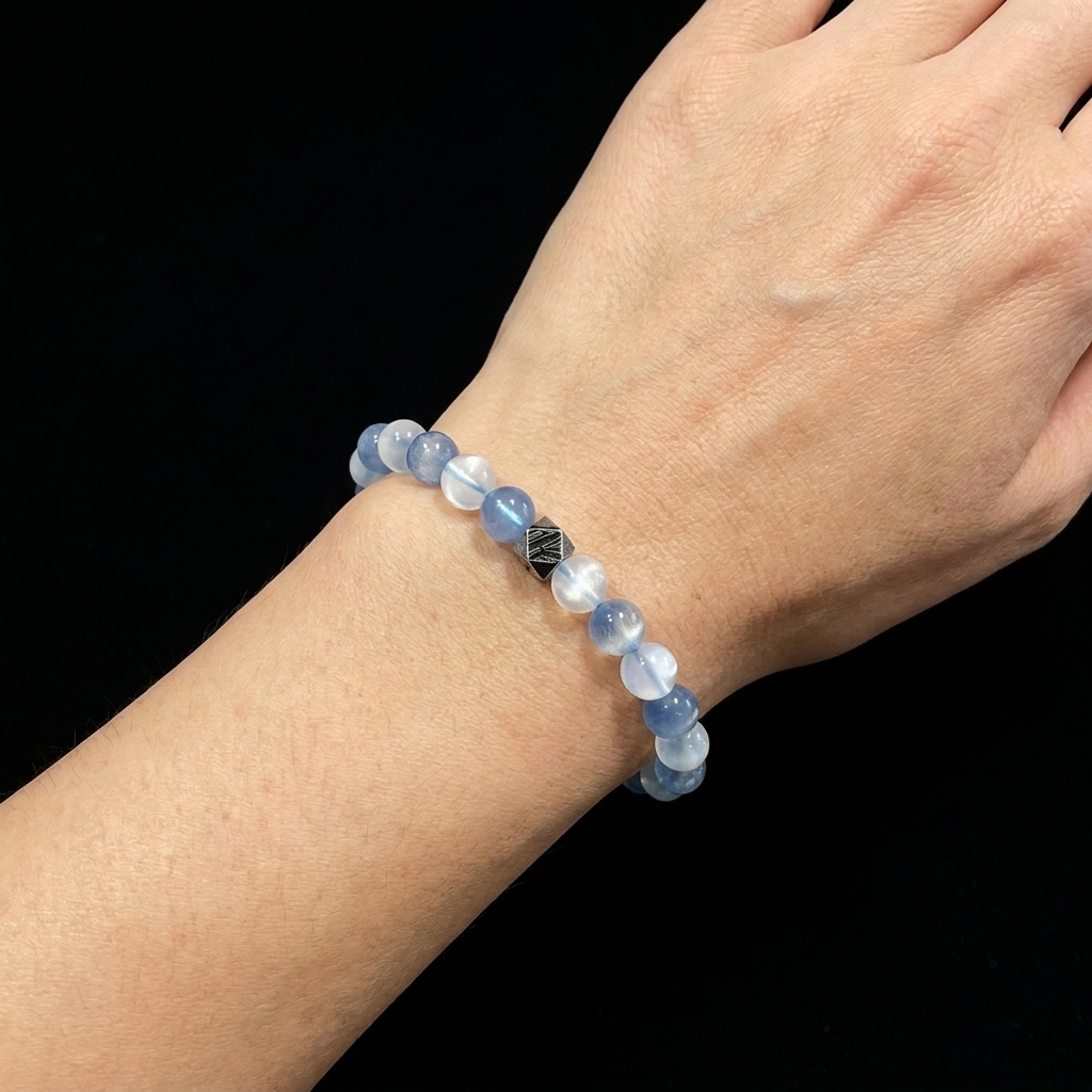 Blue Sillimanite & Meteorite Bracelet