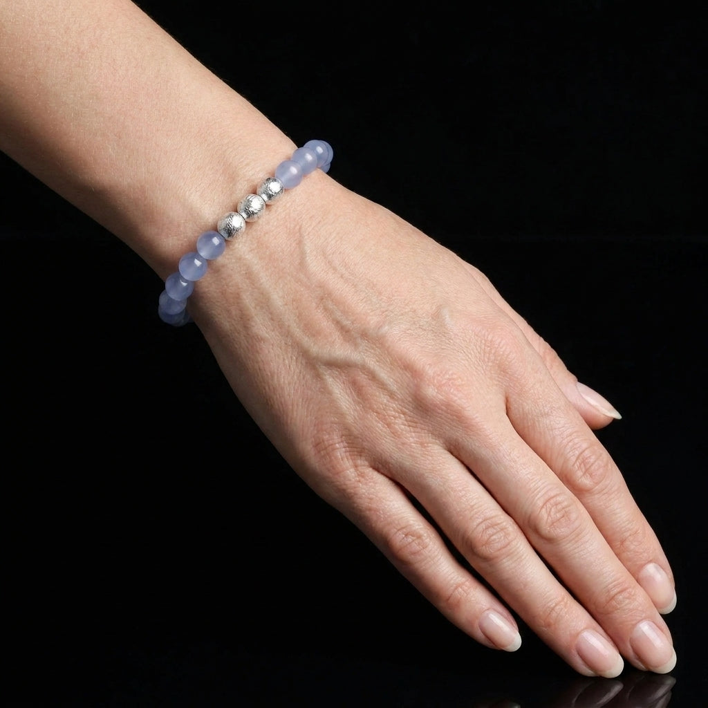Blue Chalcedony & Meteorite Bracelet