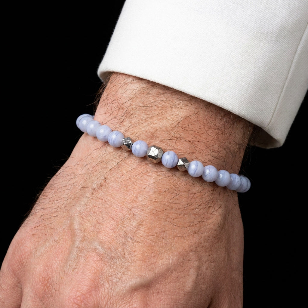 Blue Lace Agate & Meteorite Bracelet