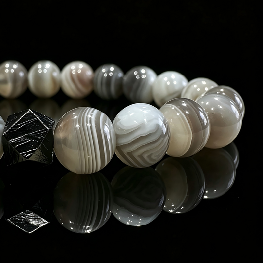 Grey Agate & Meteorite Bracelet