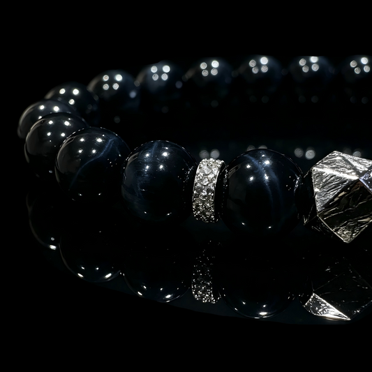 Blue Tiger Eye & Meteorite Bracelet