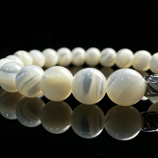 Round Mother of Pearl & Meteorite Bracelet