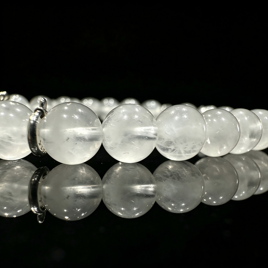White Phantom Quartz & Meteorite Bracelet