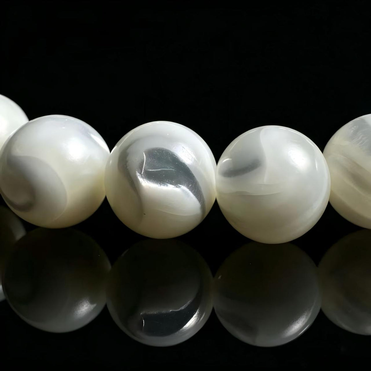 Round Mother of Pearl & Meteorite Bracelet