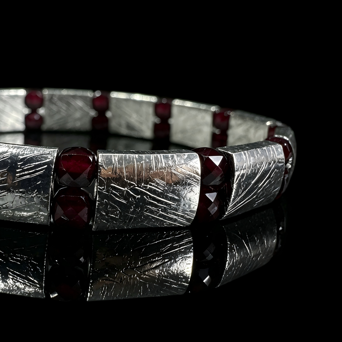 Garnet & Meteorite Bracelet