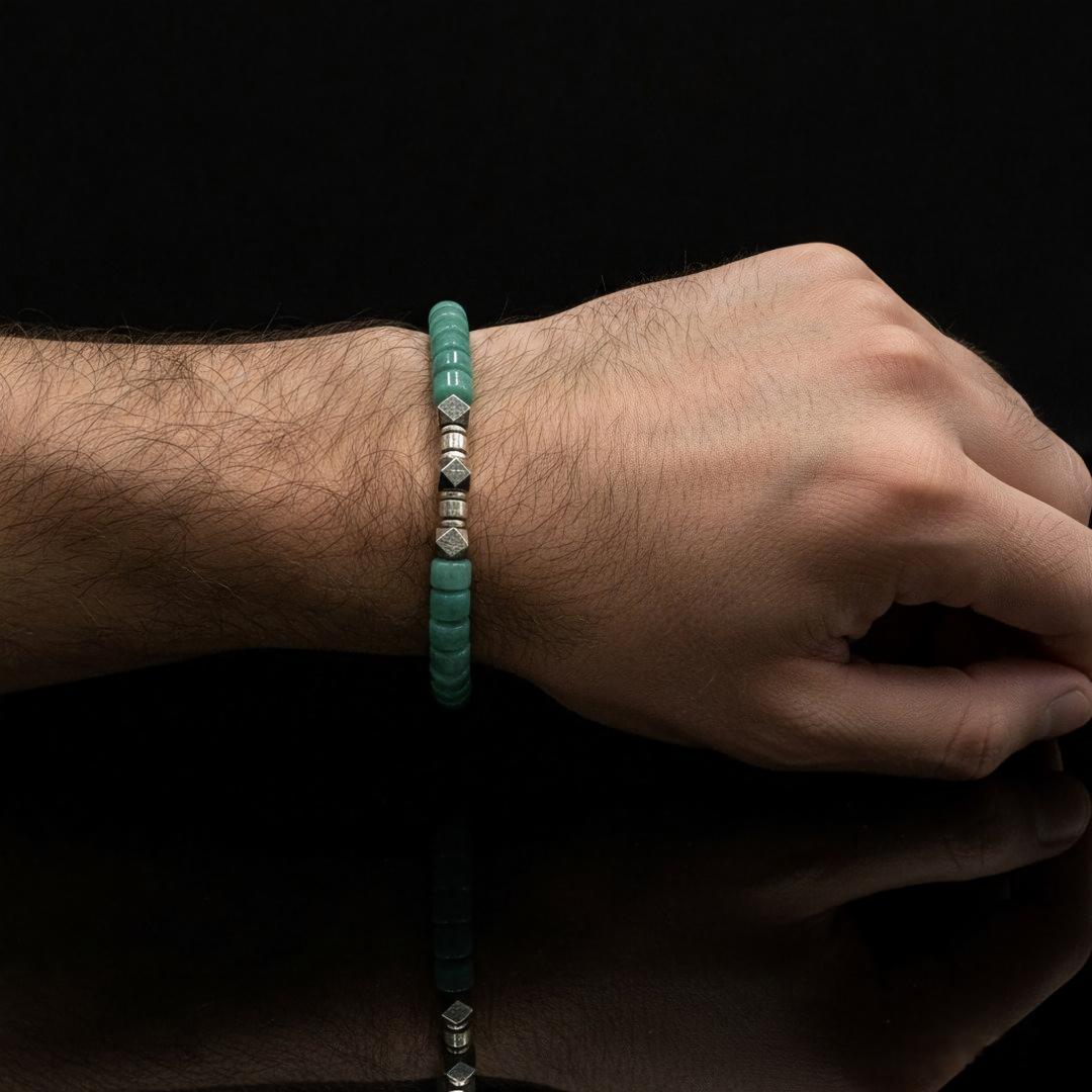 Amazonite & Meteorite Bracelet