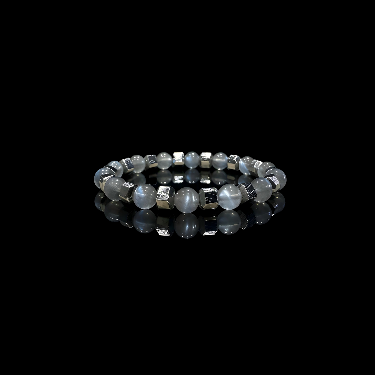 Grey Moonstone & Meteorite Bracelet