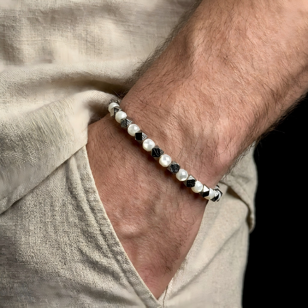 Mother of Pearl & Meteorite Bracelet