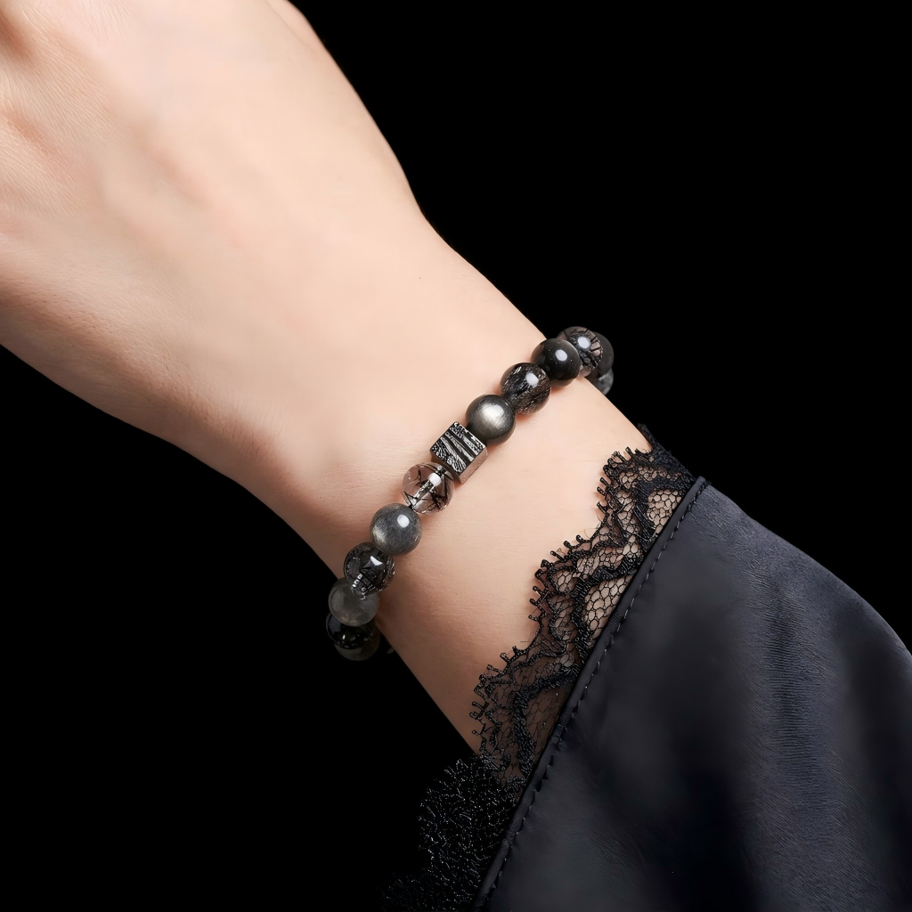 Black Rutilated Quartz  × Meteorite Energy Bracelet