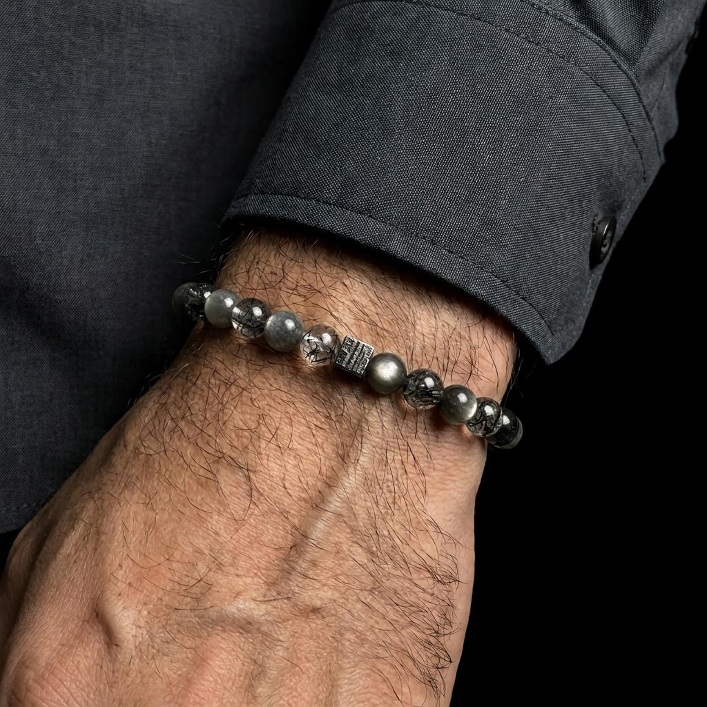 Black Rutilated Quartz  × Meteorite Energy Bracelet