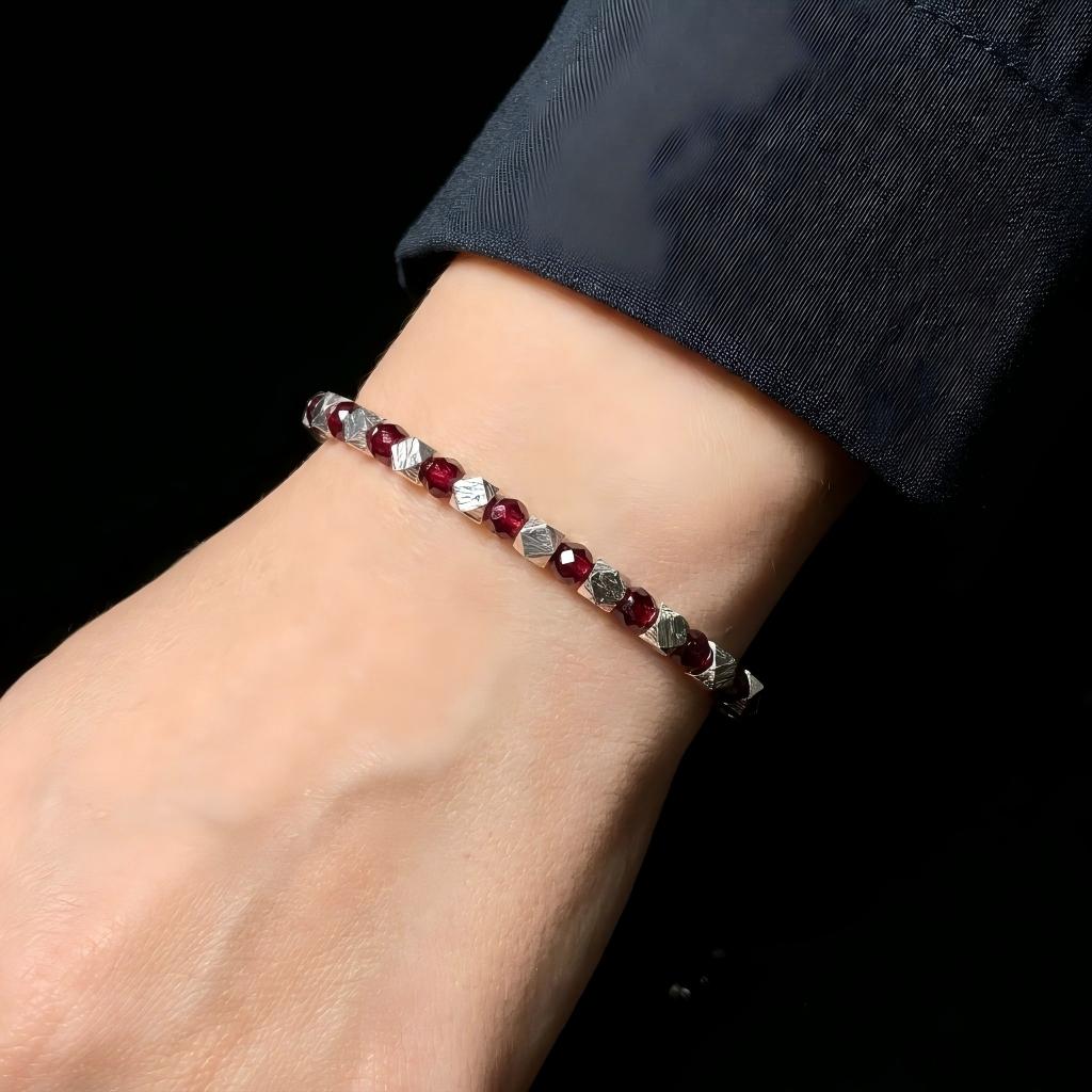 Garnet & Meteorite Bracelet