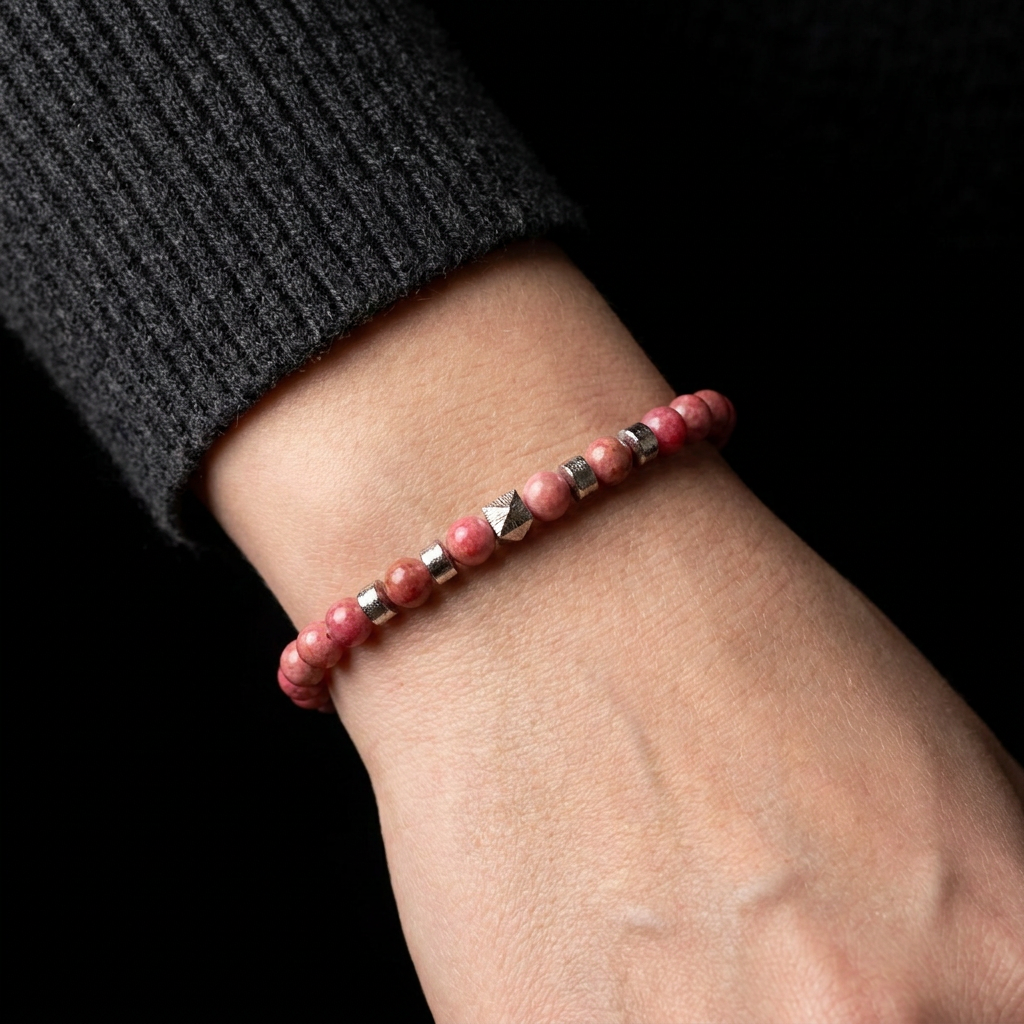 Rhodonite & Meteorite Bracelet