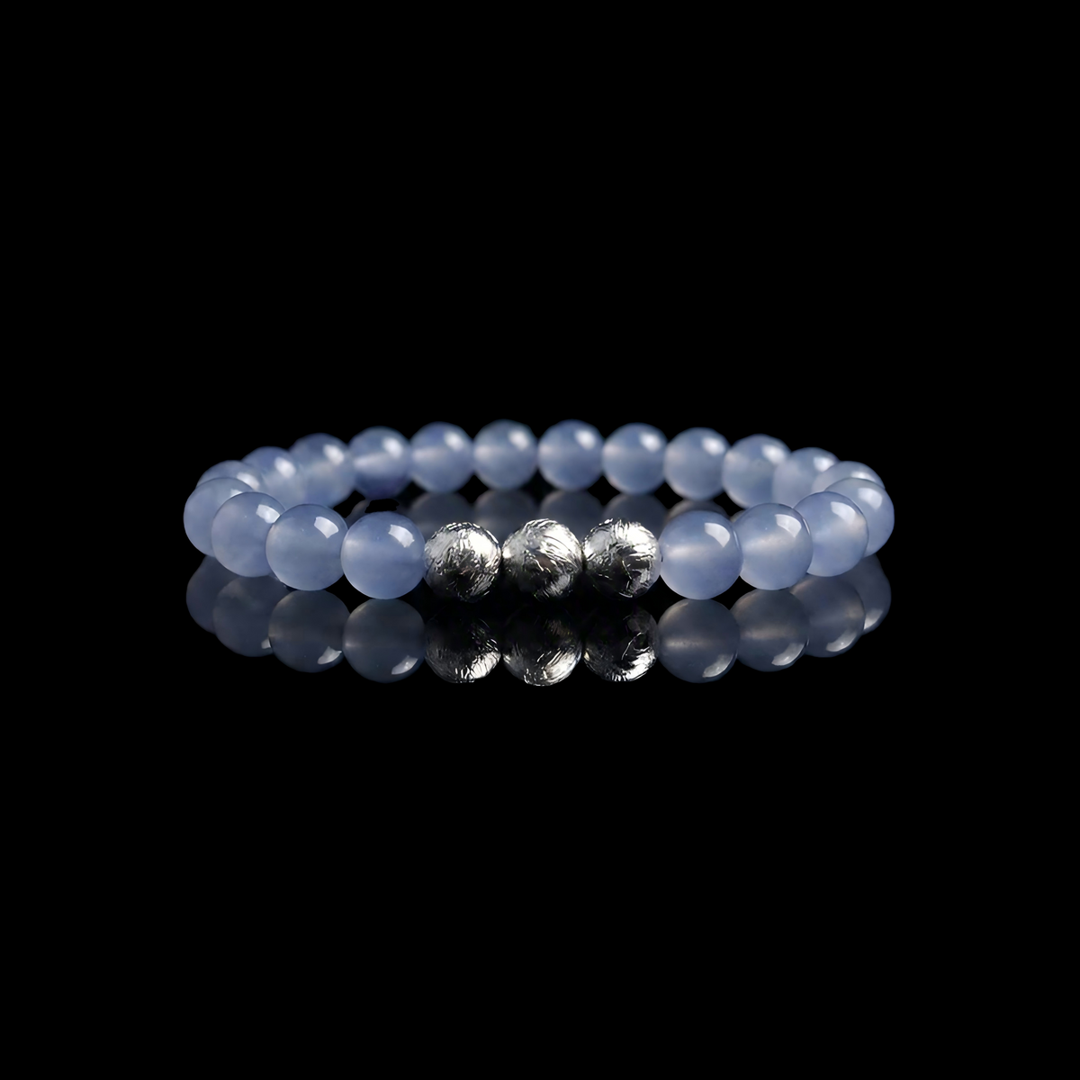 Blue Chalcedony & Meteorite Bracelet