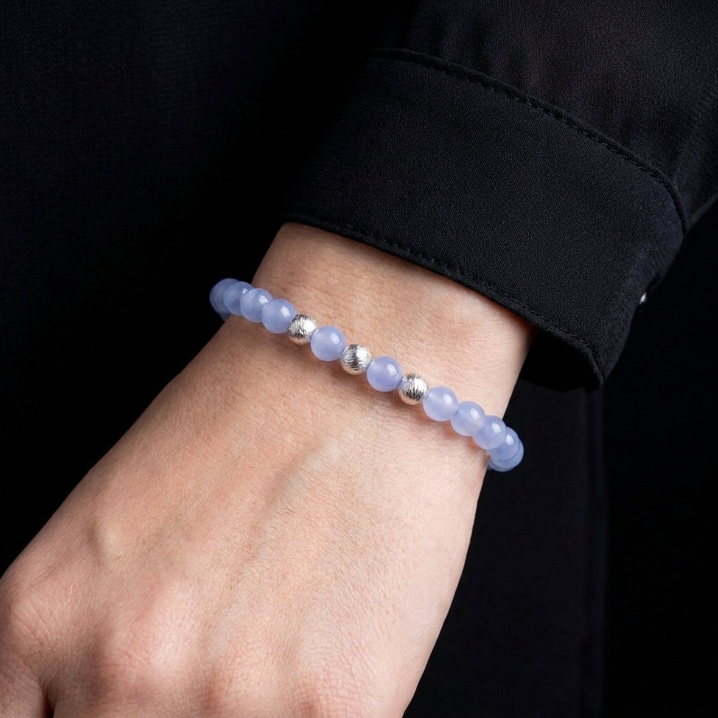Blue Chalcedony & Meteorite Bracelet（6m）