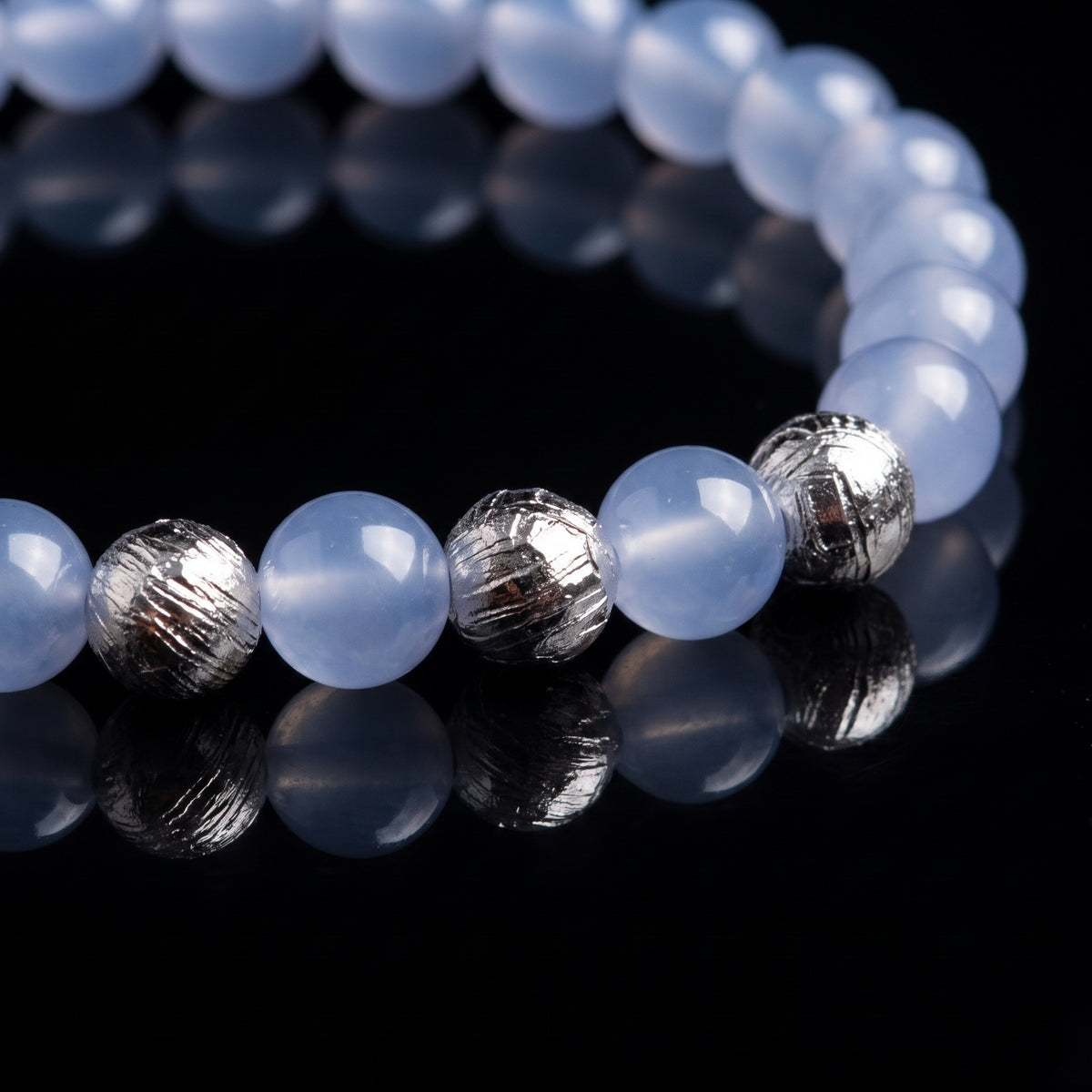 Blue Chalcedony & Meteorite Bracelet（6m）