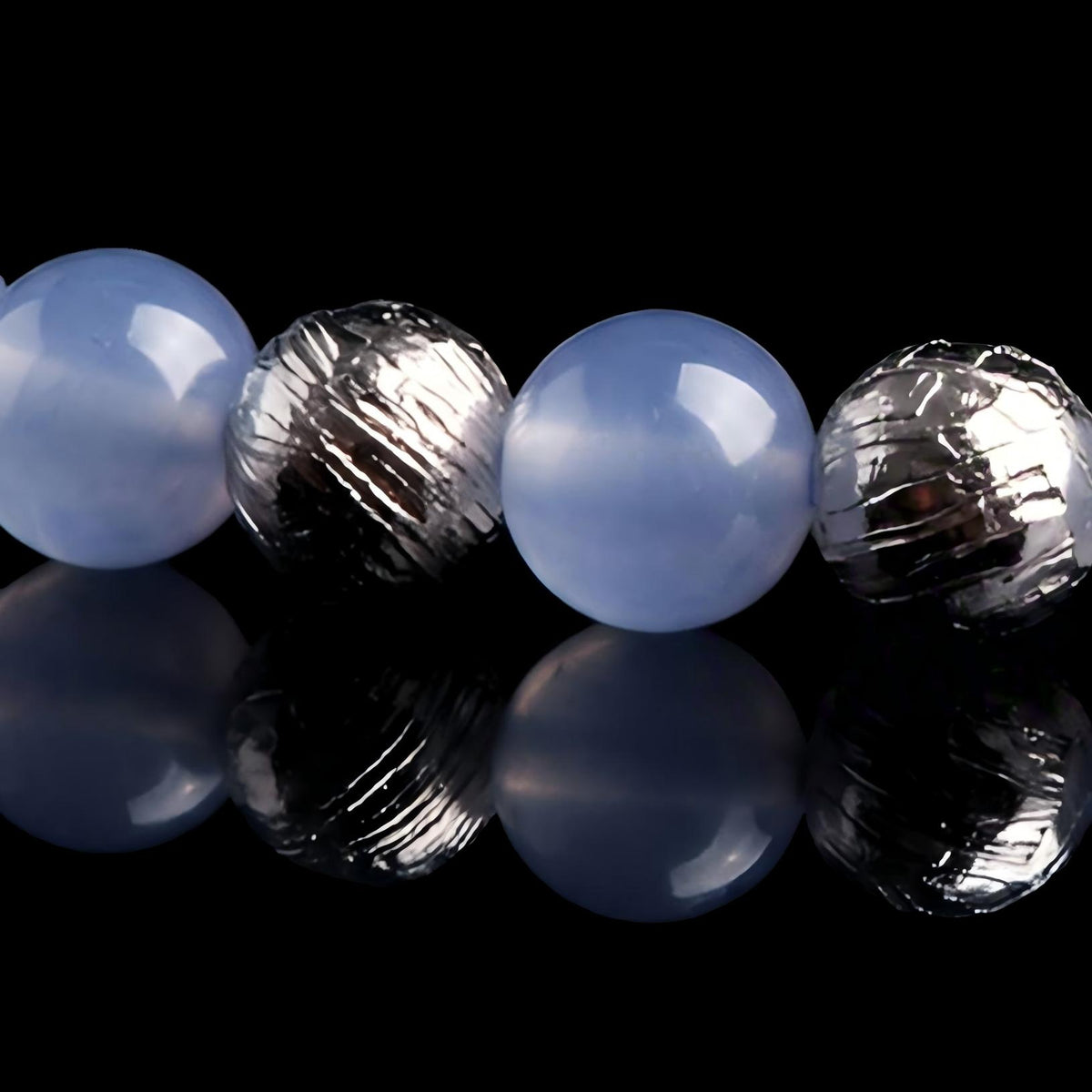 Blue Chalcedony & Meteorite Bracelet（6m）
