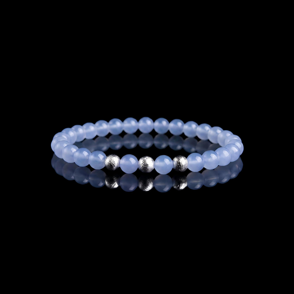 Blue Chalcedony & Meteorite Bracelet（6m）