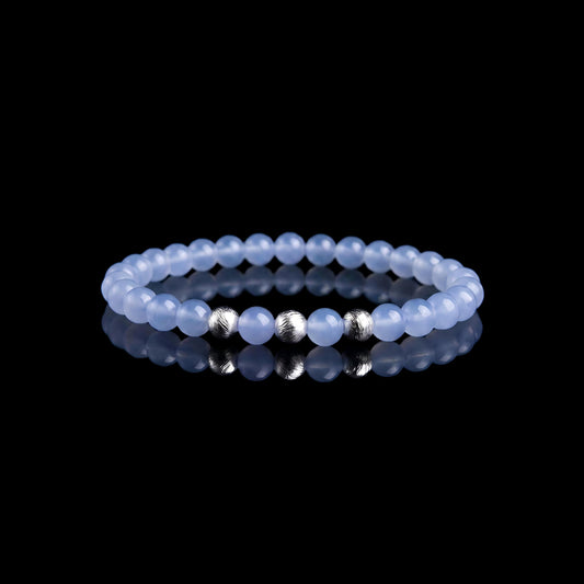 Blue Chalcedony & Meteorite Bracelet（6m）