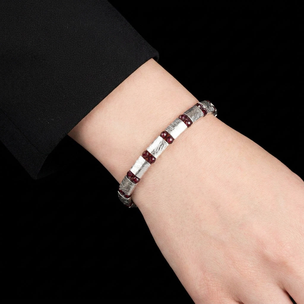 Garnet & Meteorite Bracelet