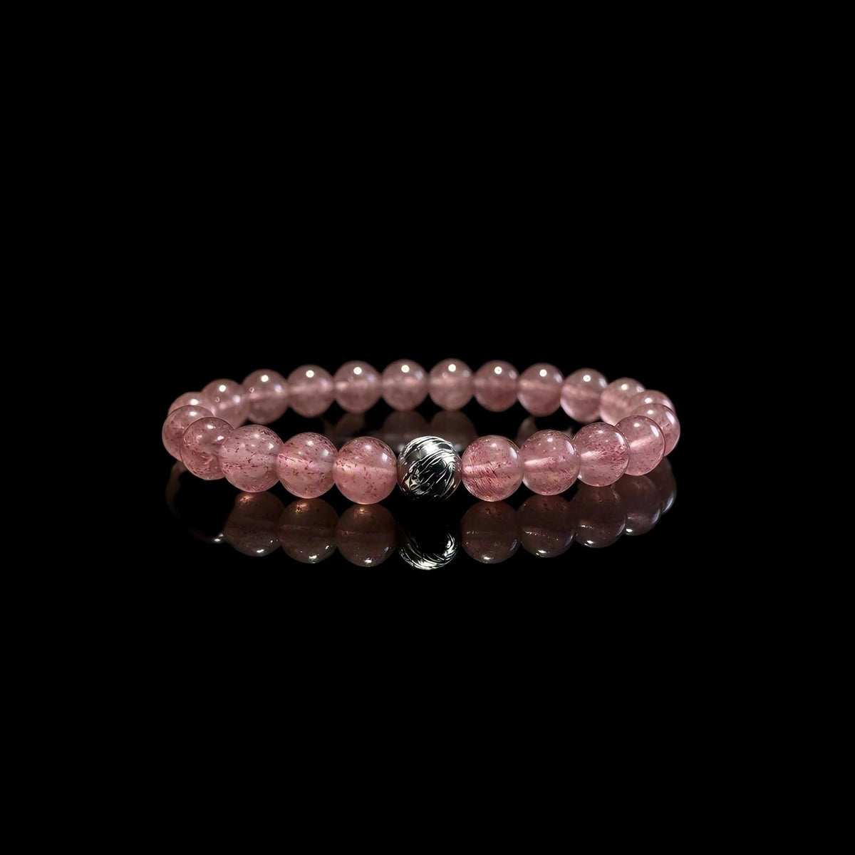 Strawberry Quartz & Meteorite Bracelet