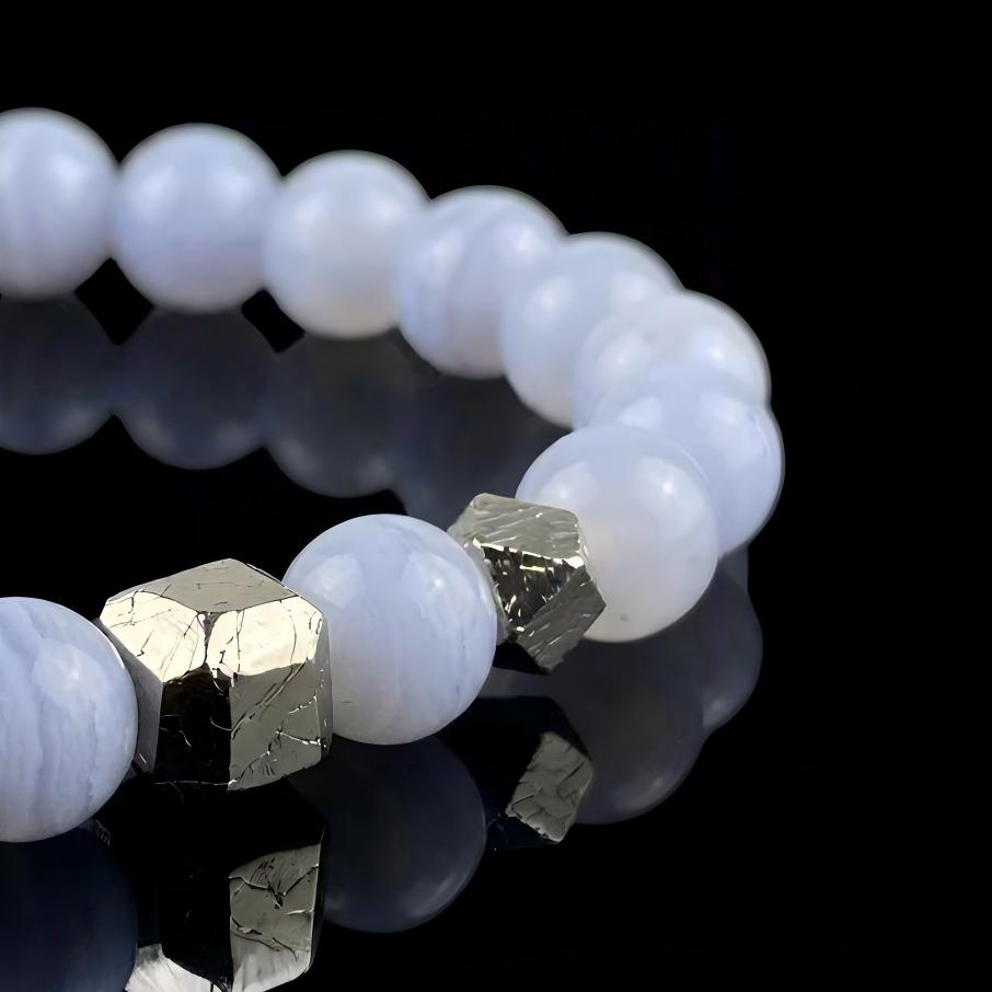 Blue Lace Agate & Meteorite Bracelet