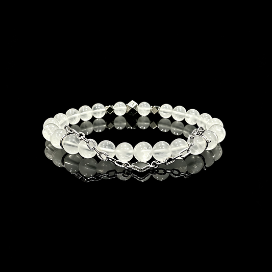 White Phantom Quartz & Meteorite Bracelet