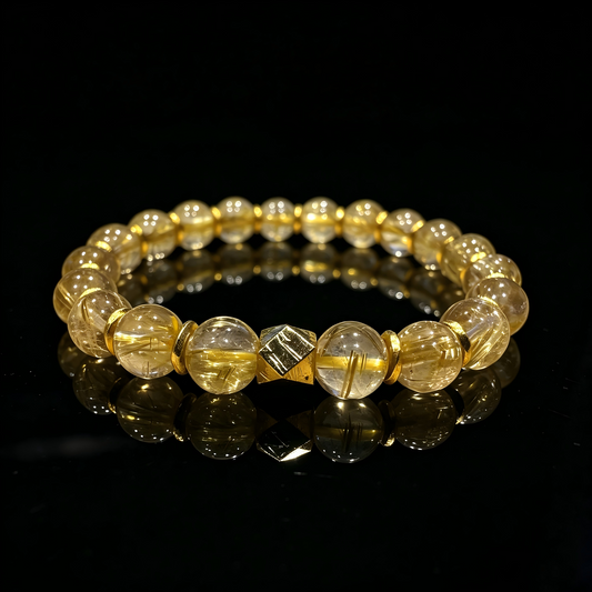 Gold Rutilated Quartz × Meteorite Bracelet
