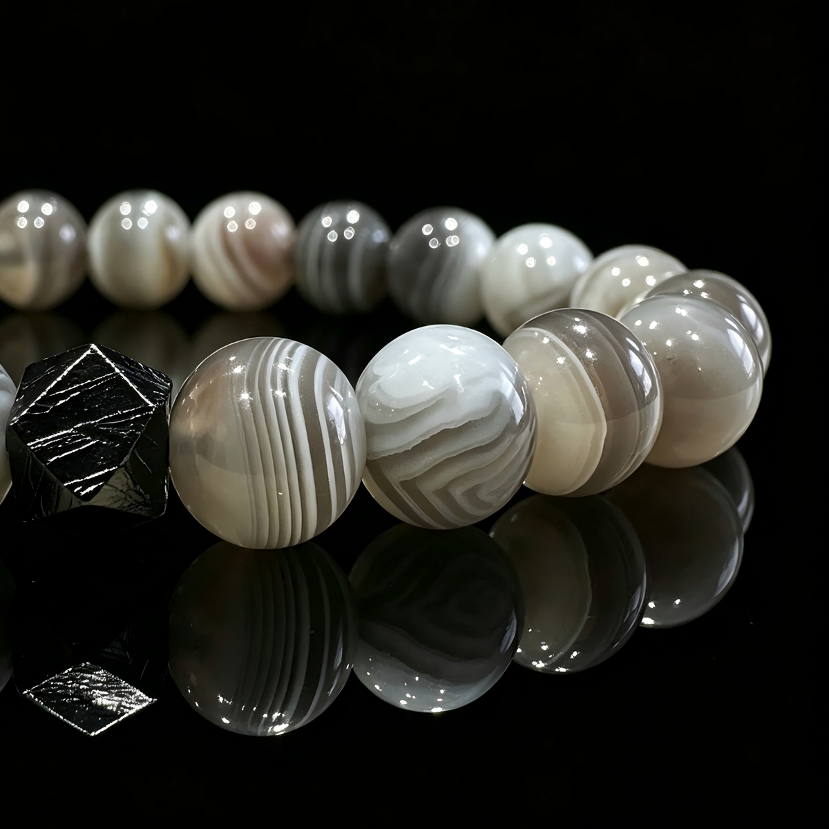 Grey Agate & Meteorite Bracelet