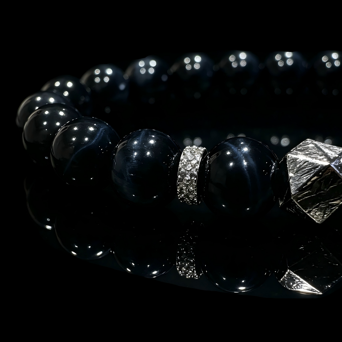 Blue Tiger Eye & Meteorite Bracelet