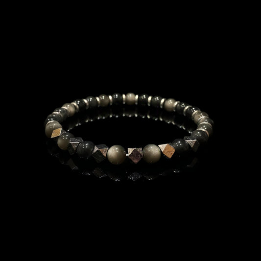 Silver Sheen Obsidian & Meteorite Bracelet