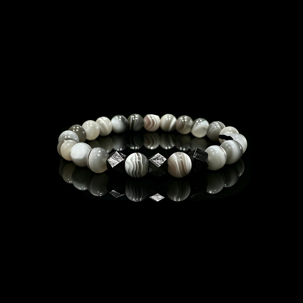 Grey Agate & Meteorite Bracelet