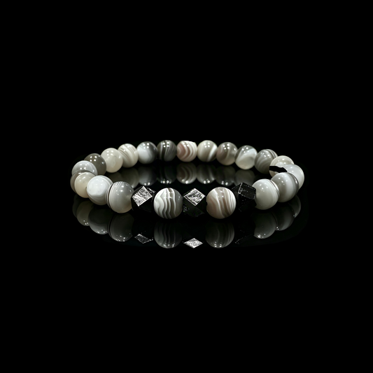 Grey Agate & Meteorite Bracelet