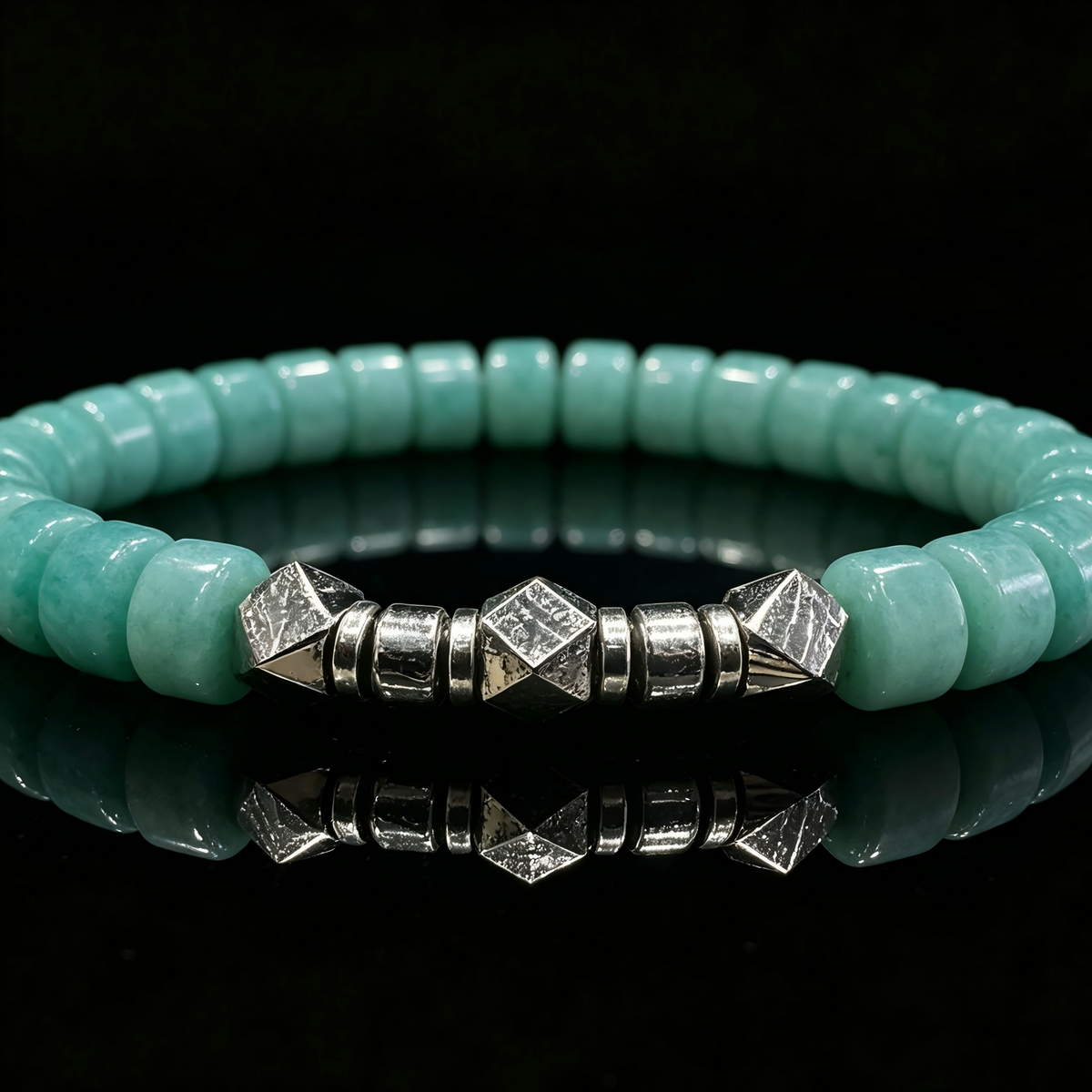 Amazonite & Meteorite Bracelet