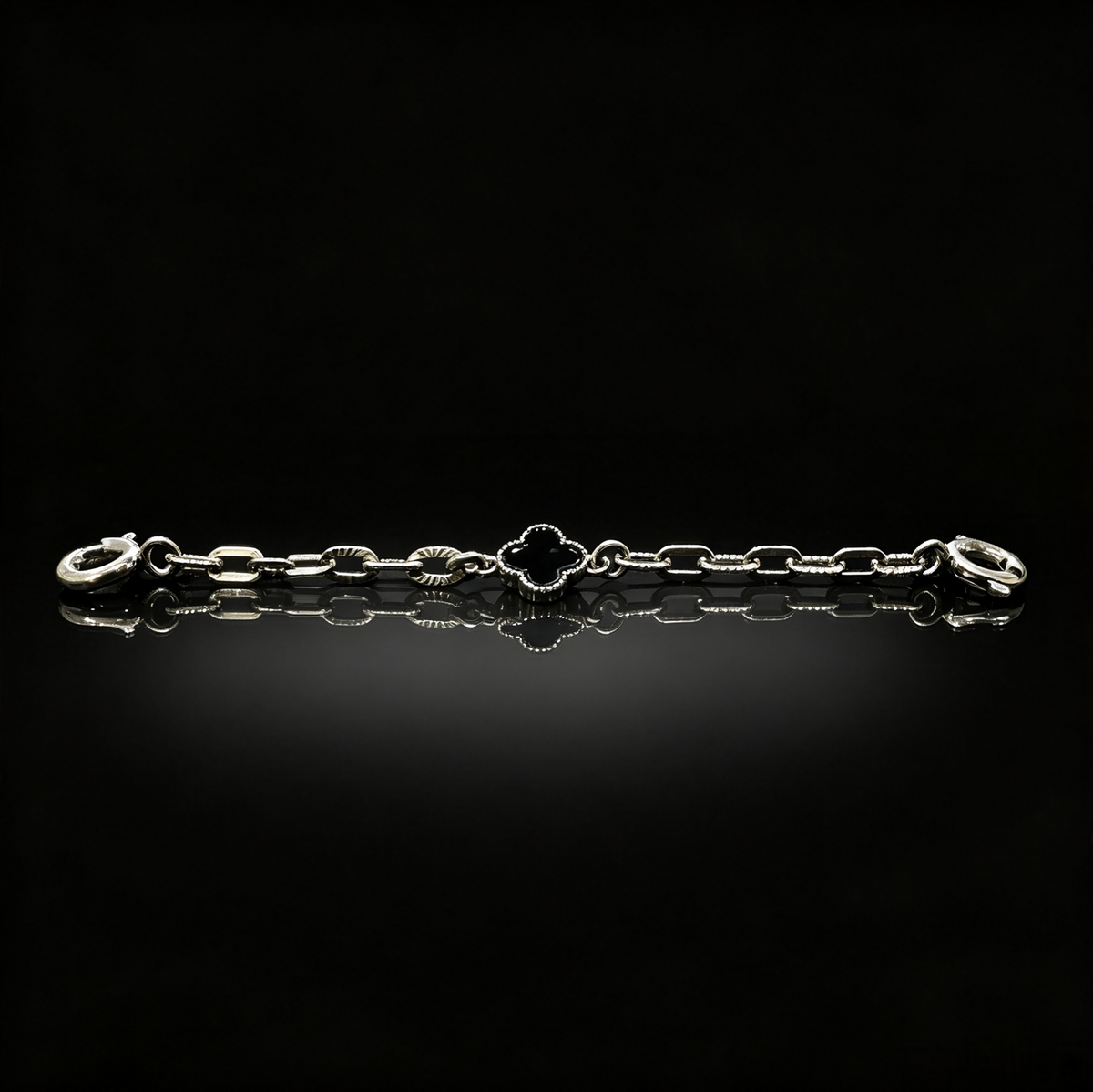 White Phantom Quartz & Meteorite Bracelet