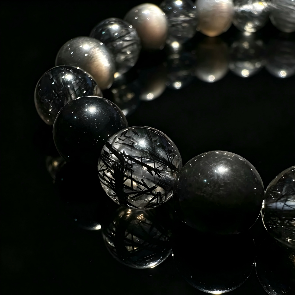 Black Rutilated Quartz  × Meteorite Energy Bracelet