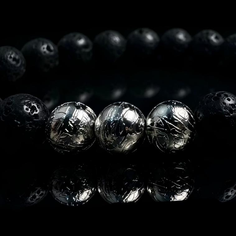 Lava Stone & Meteorite Bracelet