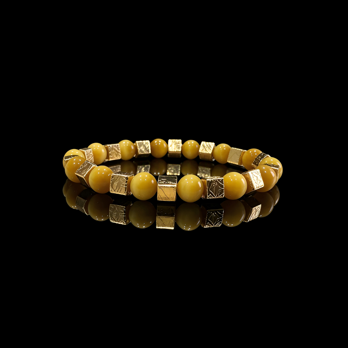 Gold Tiger Eye & Meteorite Bracelet