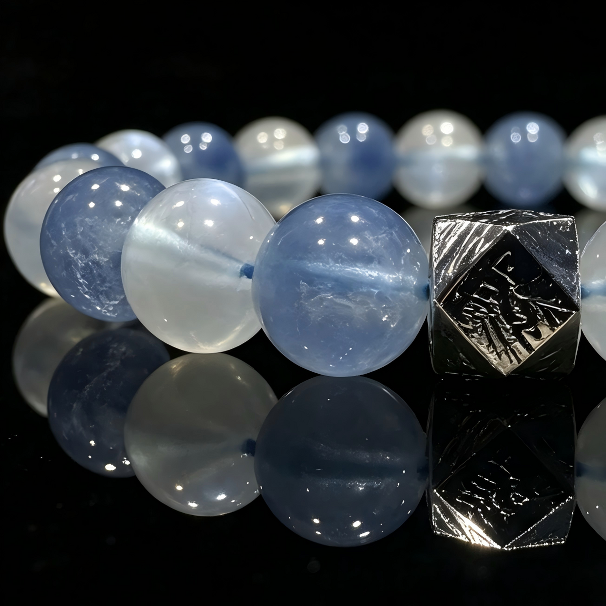 Blue Sillimanite & Meteorite Bracelet