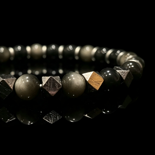 Silver Sheen Obsidian & Meteorite Bracelet