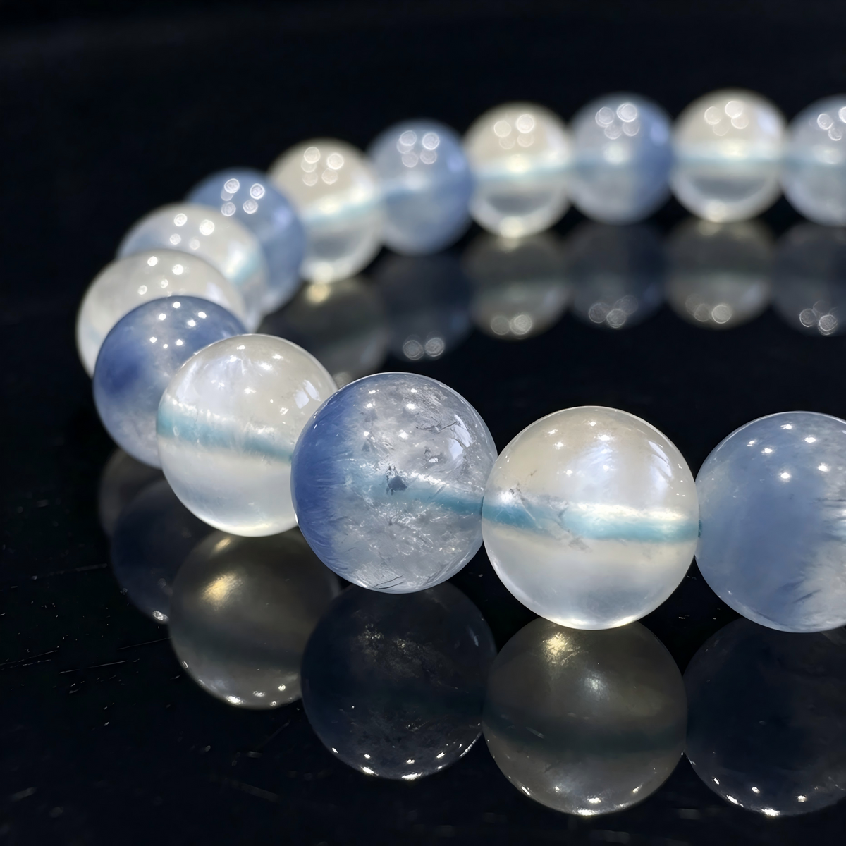 Blue Sillimanite & Meteorite Bracelet