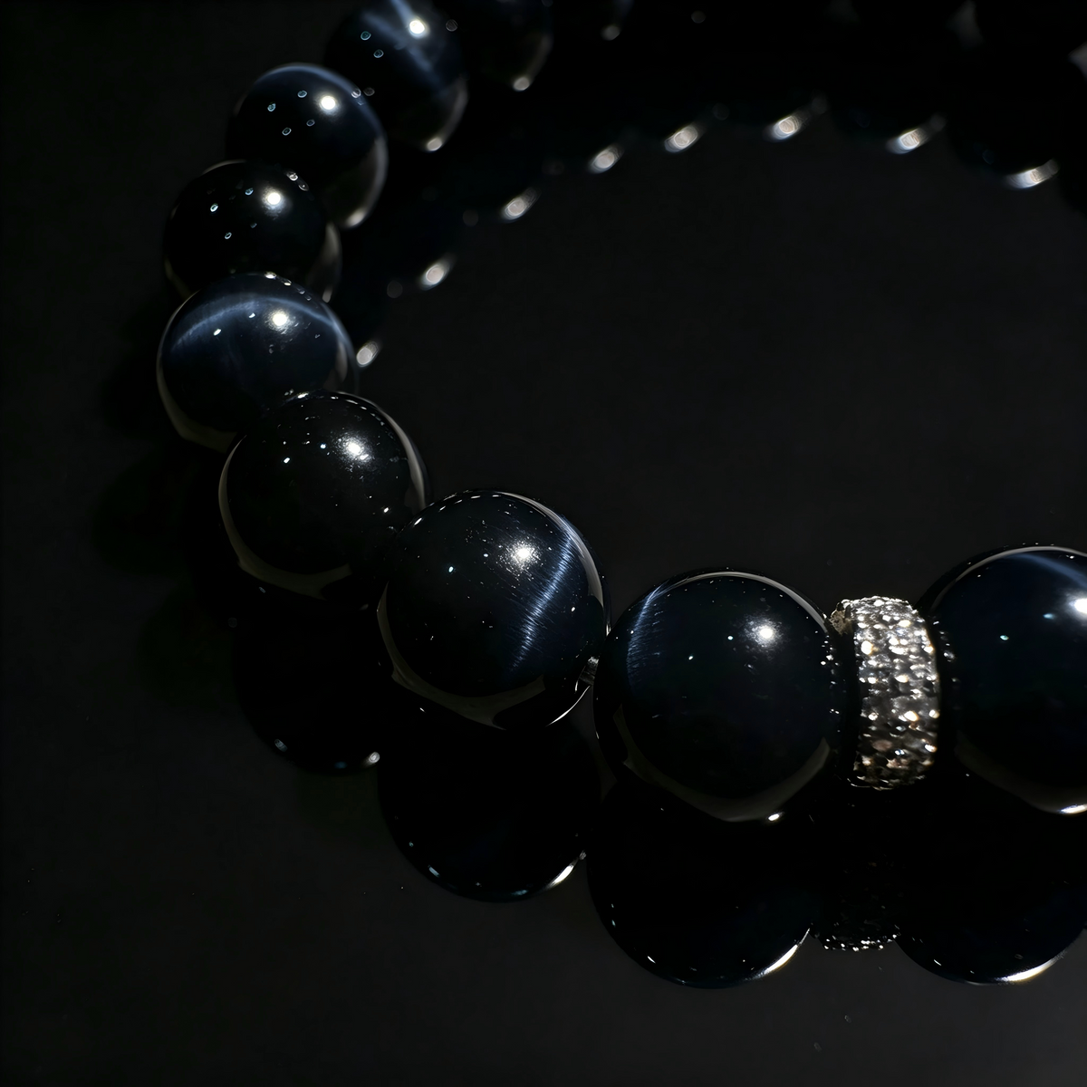 Blue Tiger Eye & Meteorite Bracelet