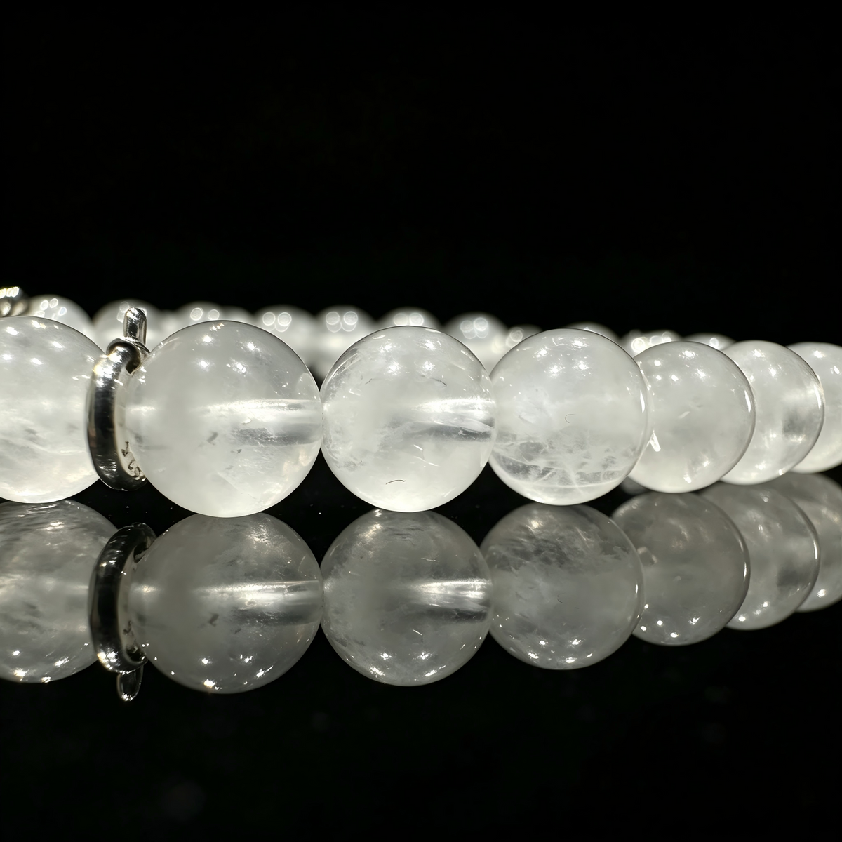 White Phantom Quartz & Meteorite Bracelet