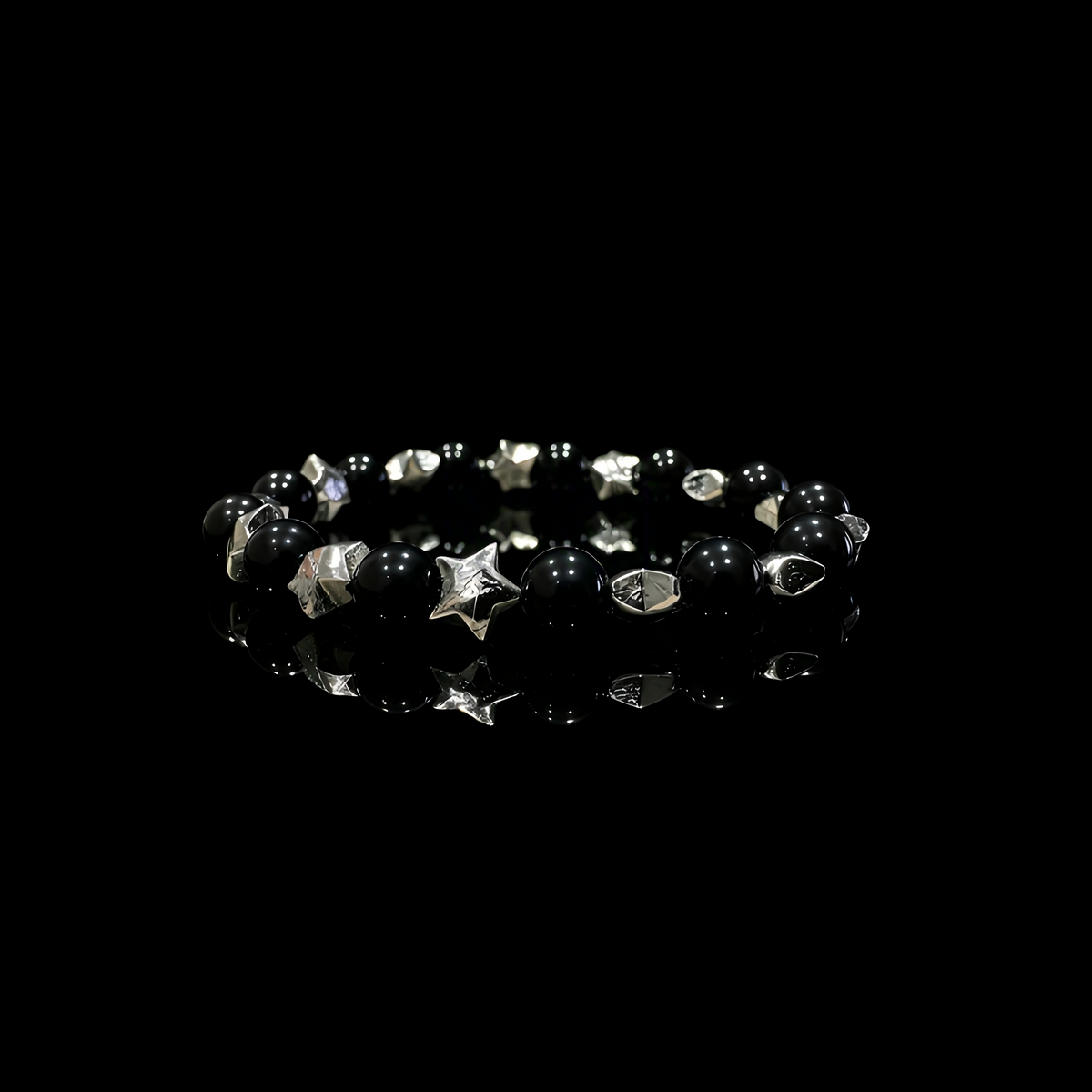 Black Obsidian & Meteorite Bracelet