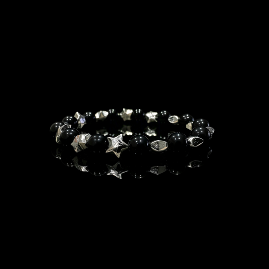 Black Obsidian & Meteorite Bracelet