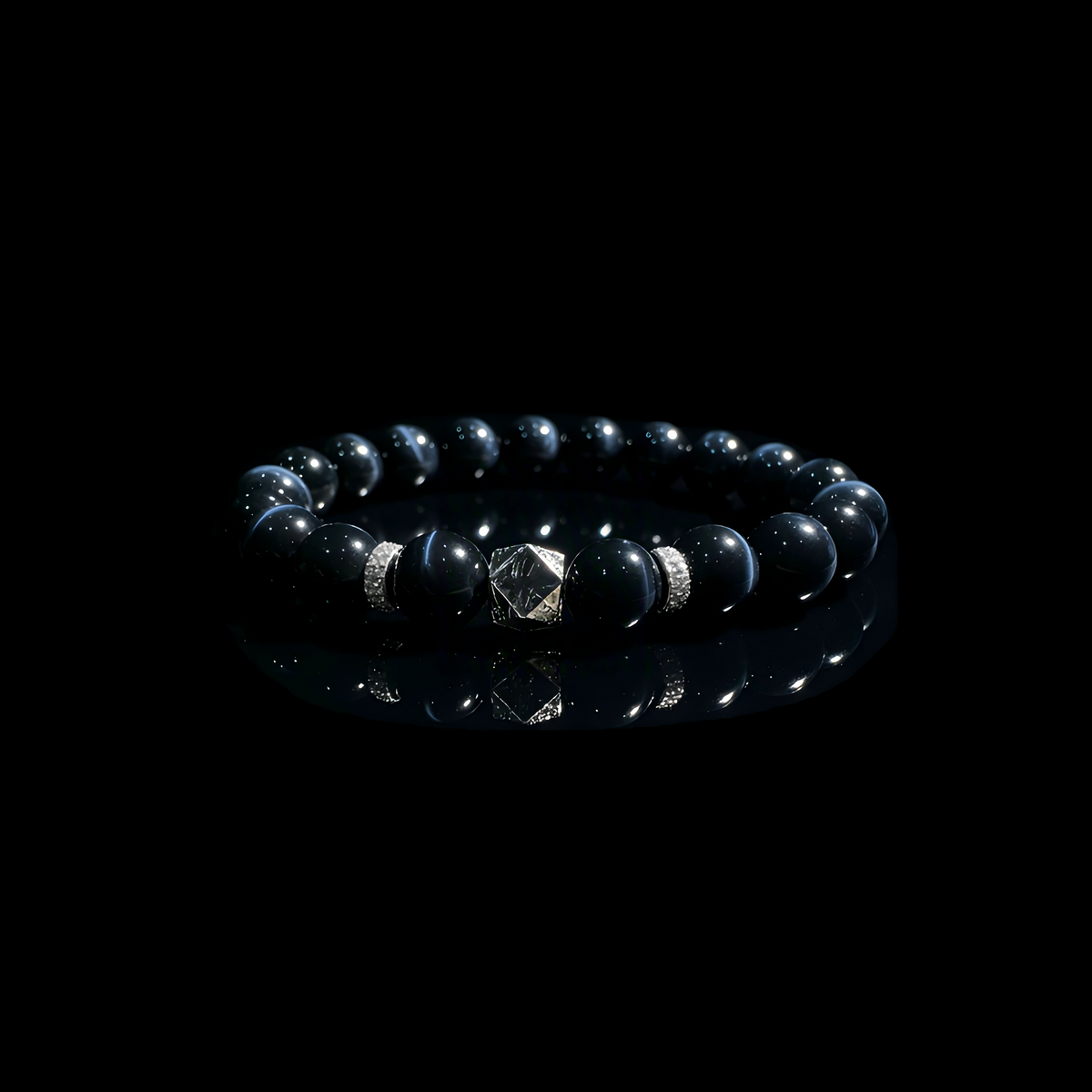 Blue Tiger Eye & Meteorite Bracelet