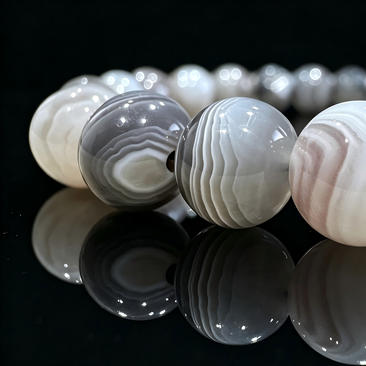Grey Agate & Meteorite Bracelet