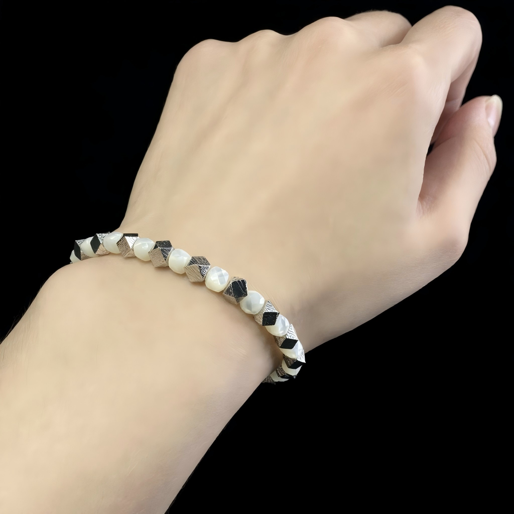 Mother of Pearl & Meteorite Bracelet